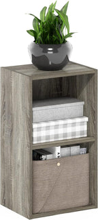 PASIR Book Shelf, 2-Tier Modern Bookshelf, Open Shelves Bookcase 9 x 12 x 21, Easy Assembly, for Living Room, Bedroom, Home Office, French Oak