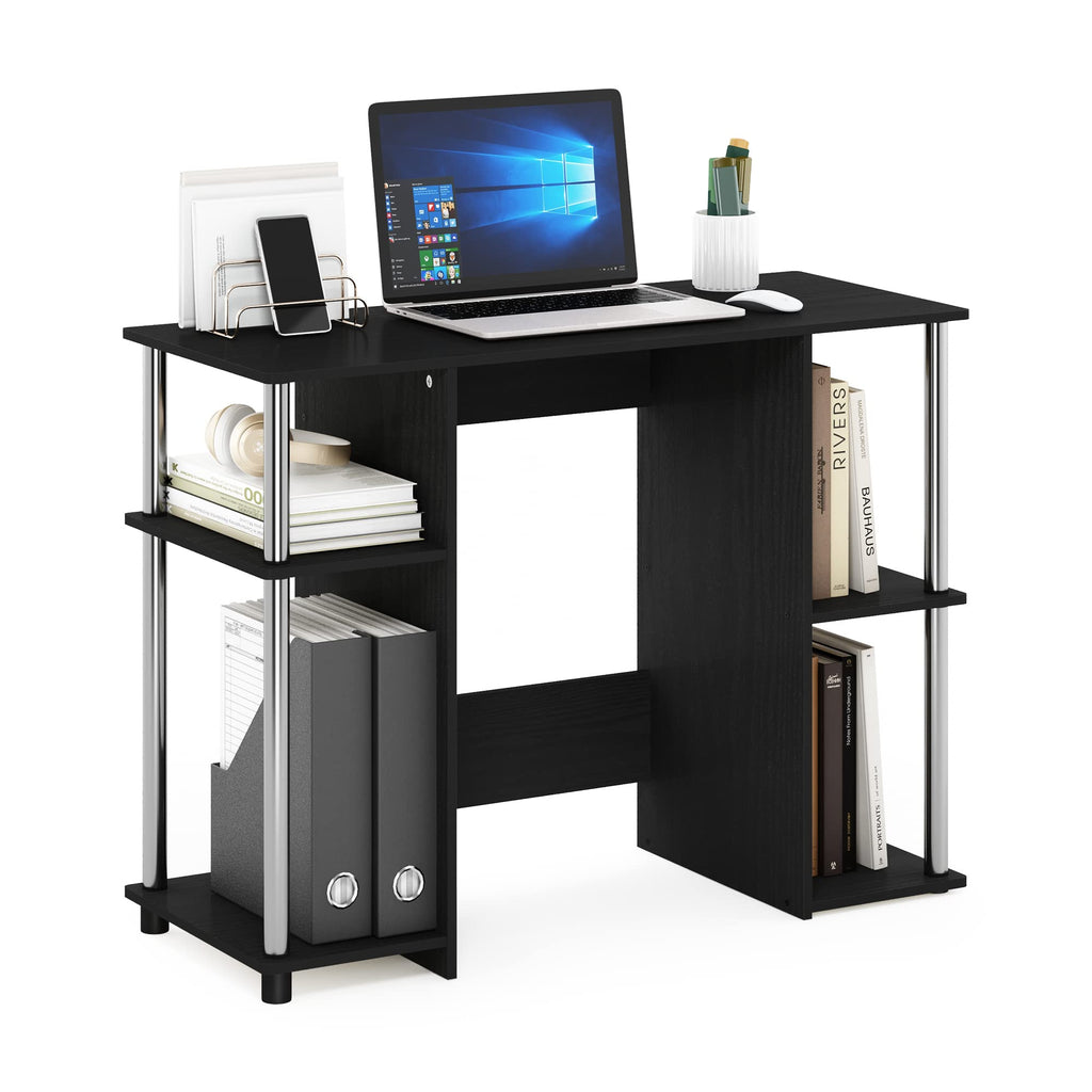 JAYA Desk, 38.4" Wide Gaming Desk, Computer Study Desk, Office Desk with Side Shelves, Open Storage, for Home Office, Bedroom, Dorm, Study Room, Espresso