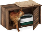 PELI Farmhouse Style Cat Litter Box Enclosure, Rustic Brown