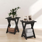 TIDUR Set of 2 Open Shelf X-Legs Night Stand, Espresso
