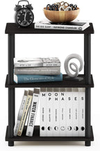 Turn-N-Tube Toolless Assembly 3-Tier Black Book Shelf, Corner Shelf, Open Shelves, for Organization and Storage, Living Room, Garage, Home Office, Black Espresso