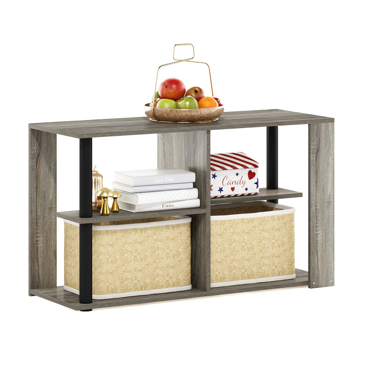 Basic 2-Tier Modern Coffee Table with Open Shelf, White