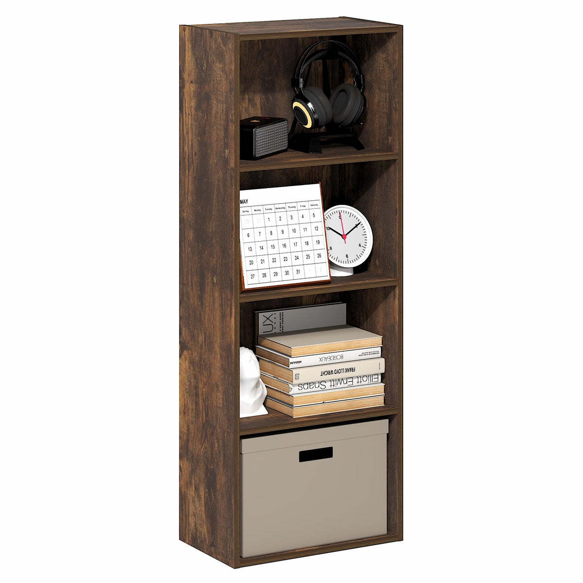 4-Tier Book Shelf, Open Shelves Bookshelf, Light Blue/White