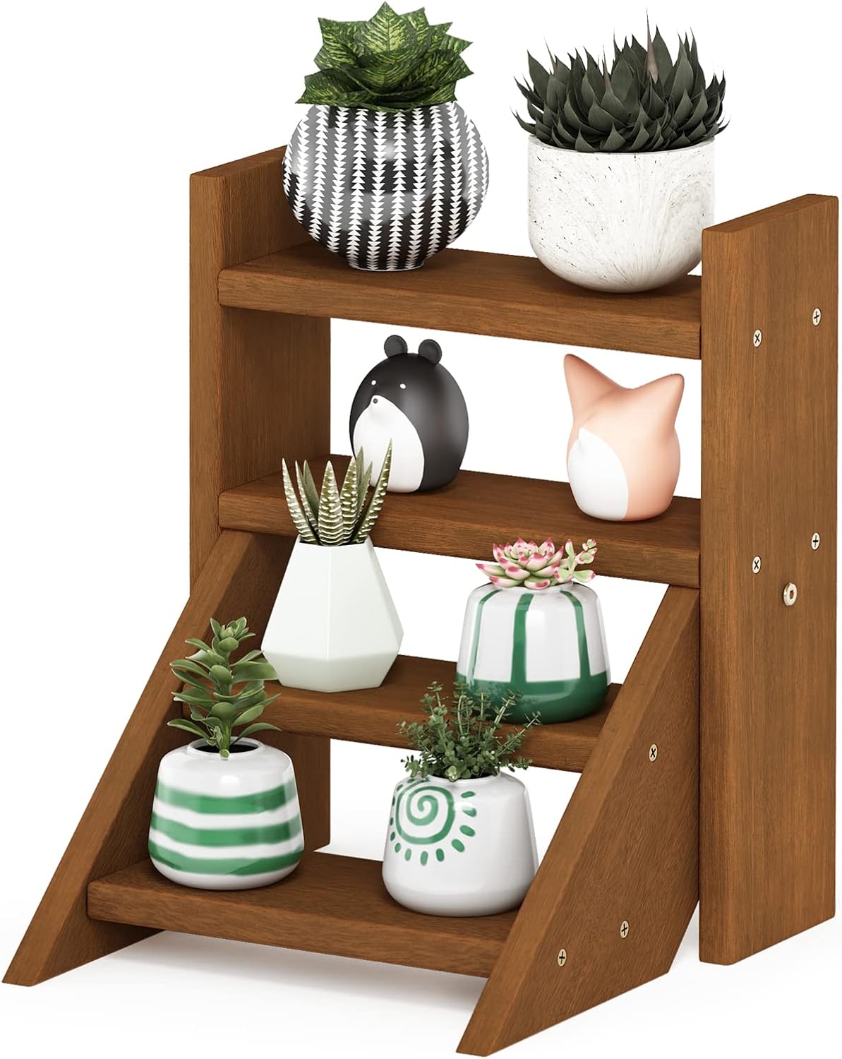 Outdoor 4-Tier Ladder Plant Stand, Meranti Wood