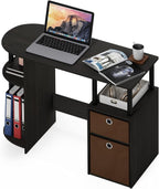 JAYA Desk, 38.4" Wide Gaming Desk with Bin Drawers, Computer Desk with Side Shelf, Office Desk for Study, Home Office, Bedroom, Dorm, Study Room, Espresso