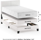 FB19821TWH Pessac PU Leather Upholstered Platform, Twin, White