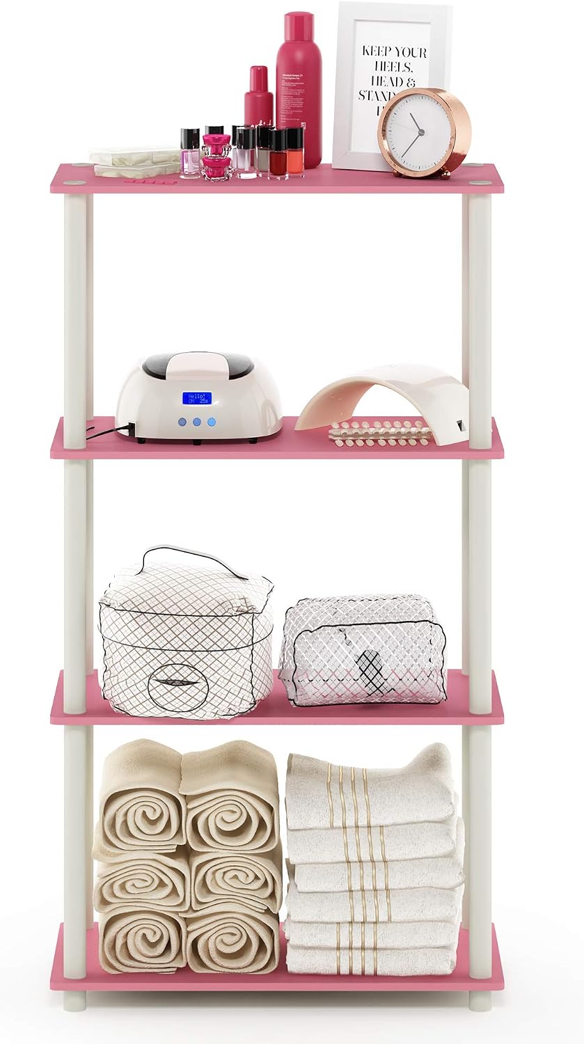 Turn-N-Tube Toolless 4-Tier Storage Shelves, Pink