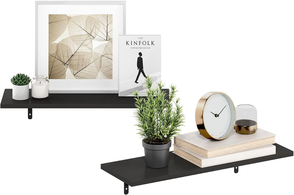 Rossi Set of 4 Floating Shelves for Wall, Espresso
