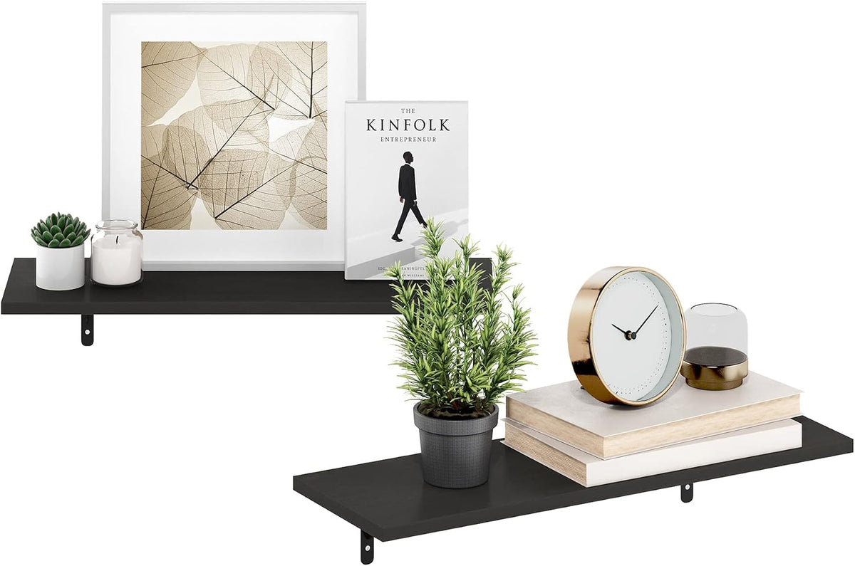 Rossi Set of 4 Floating Shelves for Wall, Espresso
