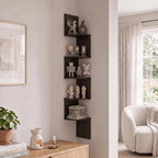 Rossi 5-Tier Corner Floating Book Shelves for Wall, Espresso