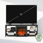 Jensen Fireplace TV Stand, NO Heat Decorative Electric Fireplace TV Stand for TV up to 70 Inch, with Open Storage, for Living Room, Americano