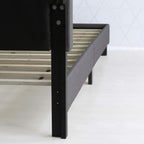 Laval Double Row Nail Head Upholstered Platform Bed Frame, Queen, Stone
