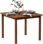 FG18006 Hardwood Patio Furniture Square Table with Umbrella Hole, Natural, 35.4"D x 35.4"W x 29.2"H