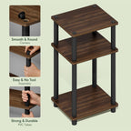 JUST Toolless 3-Tier Side Table Set of 2, Columbia Walnut