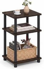 JUST Toolless 3-Tier Side Table, Open Shelf, Columbia Walnut