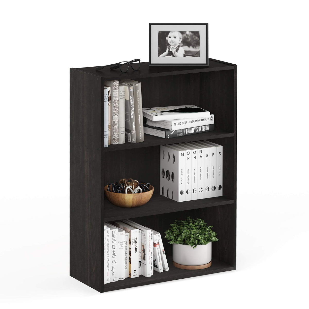 4-Tier Book Shelf, Open Shelves Bookshelf, Light Blue/White