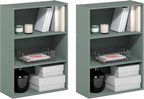 PASIR Set of 2 3-Tier Book Shelf, Sage Green
