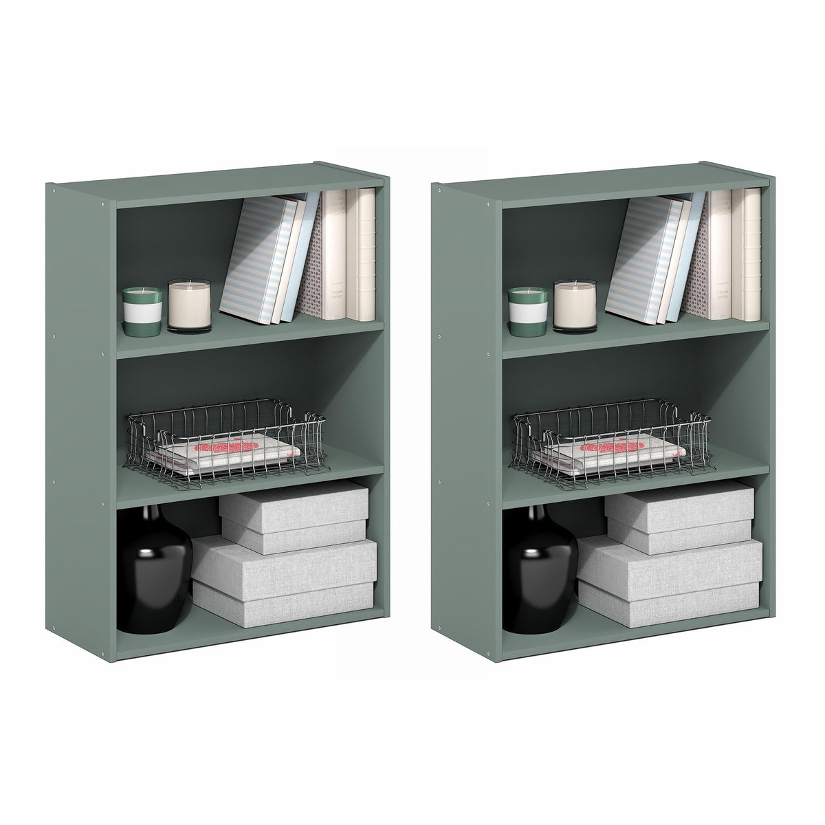 4-Tier Book Shelf, Open Shelves Bookshelf, Light Blue/White
