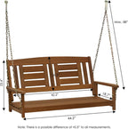 TIOMAN Hardwood 2-Seater Porch Swing with Chains, Natural