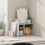 HERMITE Desk File Folder Organizers, 3-Shelf Desktop Office Organization Racks, Desk Top Display Book Shelf, for Paper, Office Supplies, Magazine, Bauhaus Oak