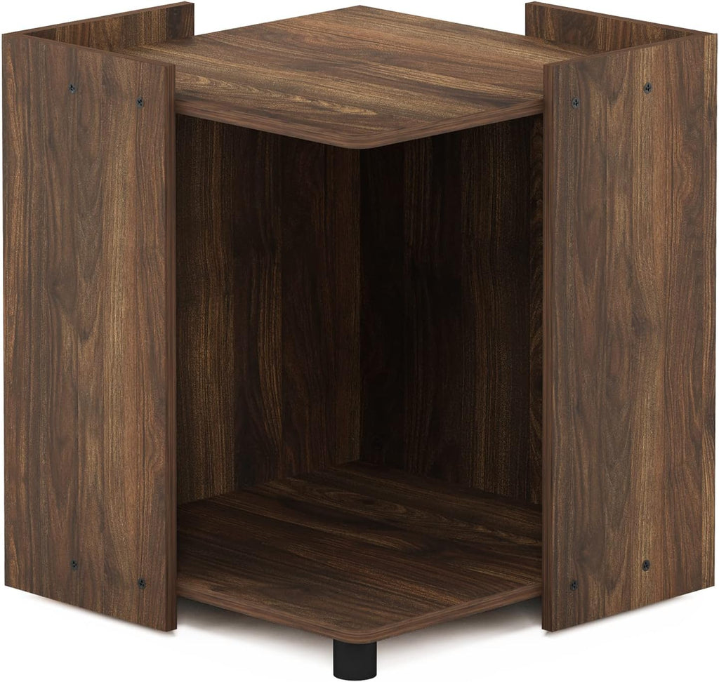 PELI Cat Litter Box Enclosure, 17" Square Hidden Litter Box Furniture with Open Storage, Wooden Pet House, Easy Assembly, for Living Room, Columbia Walnut