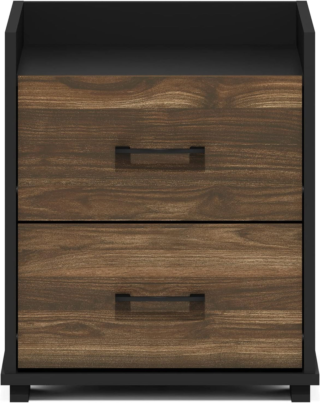 Tidur Night Stand with Drawers, 2 Drawers, Brown Walnut/Black
