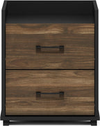 Tidur Night Stand with Drawers, 2 Drawers, Brown Walnut/Black