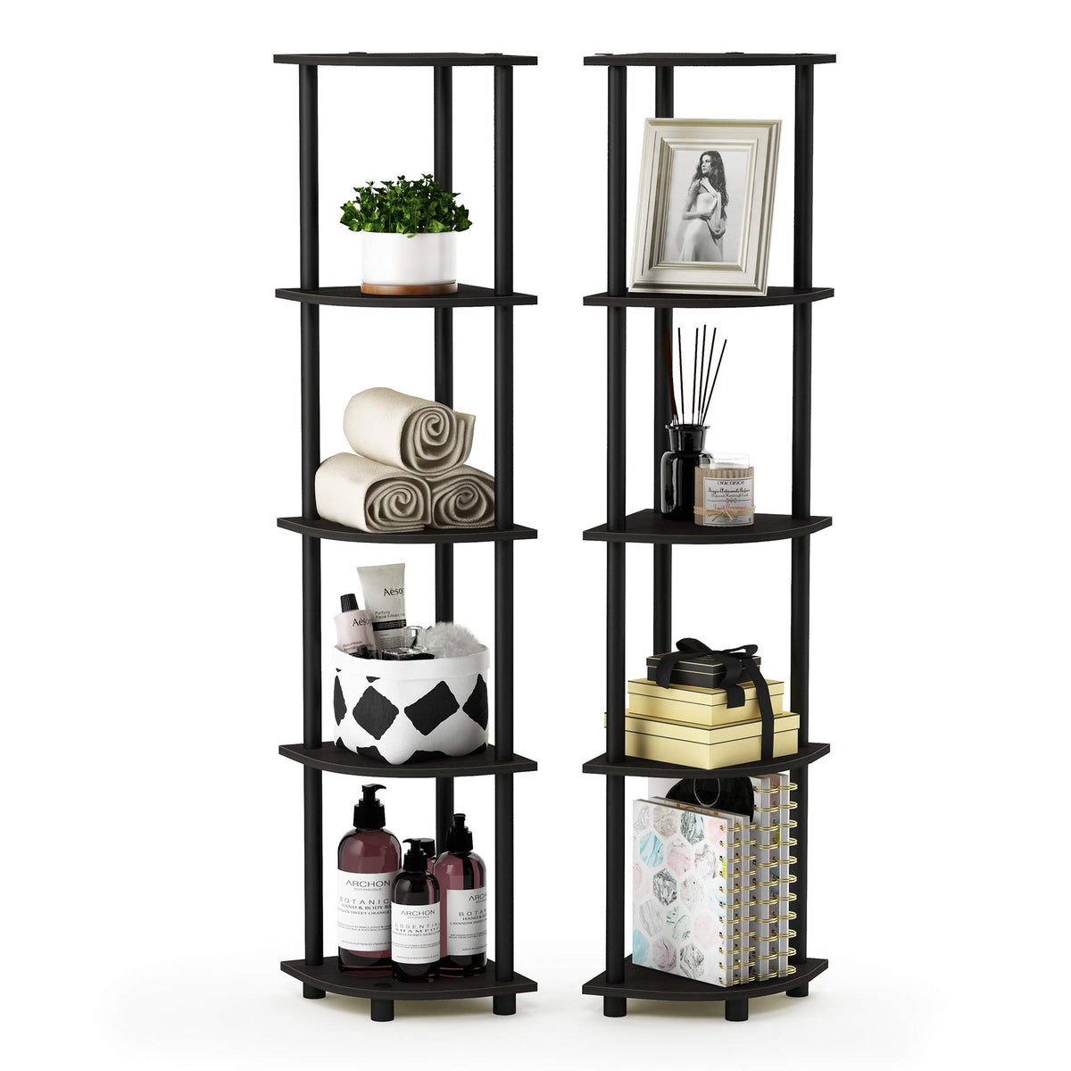 99152BE/WH/IV 3-Tier Go Green Multipurpose Storage Rack Shelving Unit Bookshelf Cabinet with 2 Bins, Beech Finish