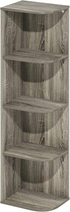 Pasir 4-Tier Corner Open Shelf Bookcase, French Oak