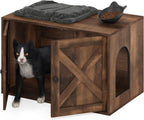 PELI Farmhouse Style Cat Litter Box Enclosure, Rustic Brown