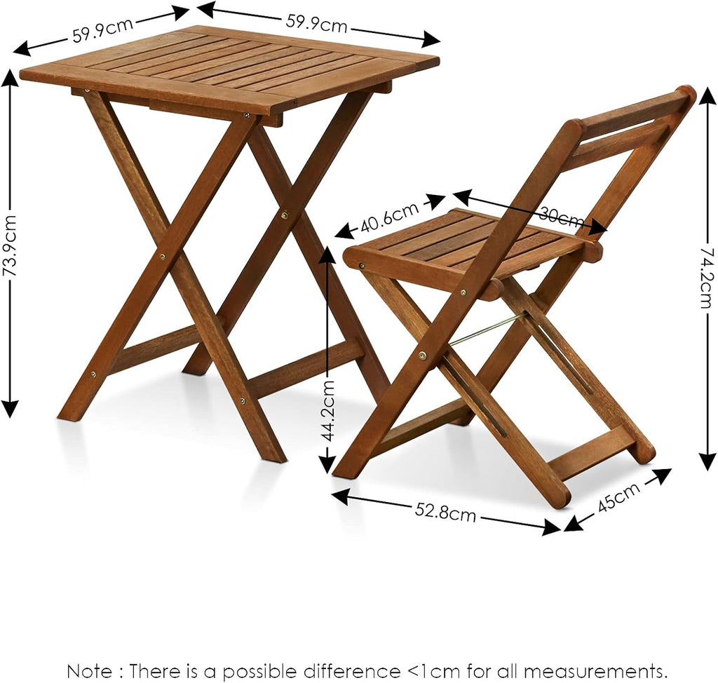 TIOMAN Outdoor Dining Set, Slatted Hardwood, Natural