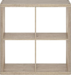 RADI 4-Cube Curved Edge Thick Frame Book Shelf, Natural