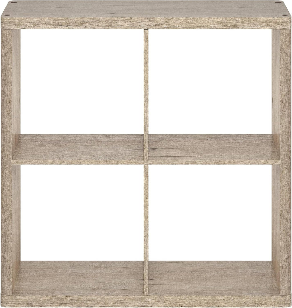 RADI 4-Cube Curved Edge Thick Frame Book Shelf, Natural