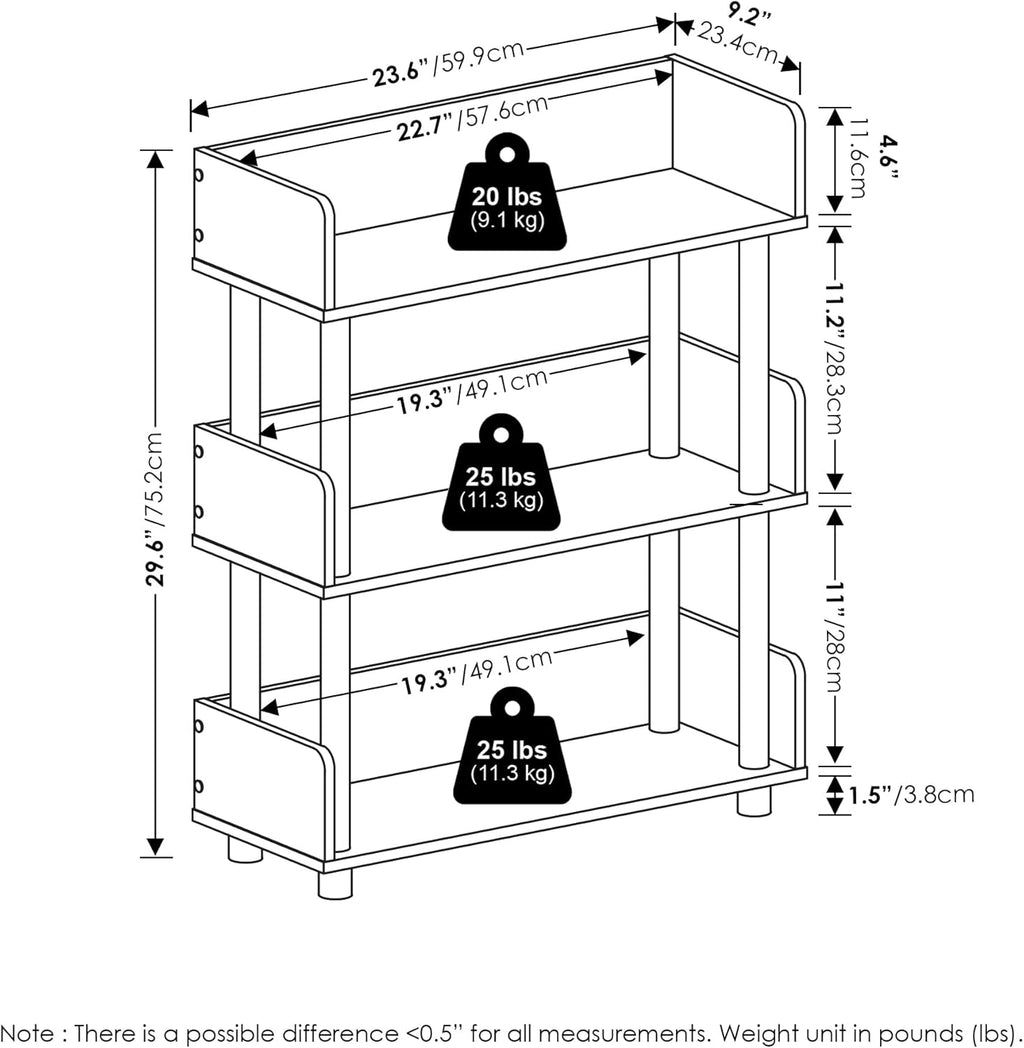 Turn-N-Tube Book Shelf, 3-Tier Bookshelf, Bookcases, Espresso