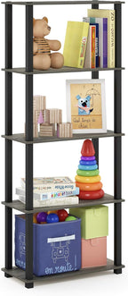 TURN-S-TUBE Book Shelf, 5-Tier Toolless Storage Shelves with Square Tubes, Shelving Unit for Organization and Storage for Living Room, Home Office, French Oak