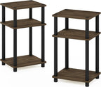 JUST Set of 2 Toolless 3-Tier Night Stand, Columbia Walnut