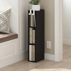 Fulda Book Shelf, 3-Tier Narrow Bookshelf, Bookcase with 6-in Width Storage Shelf, 9.3 x 5.9 x 31.5, for Living Room, Bedroom, Home Office, Blackwood