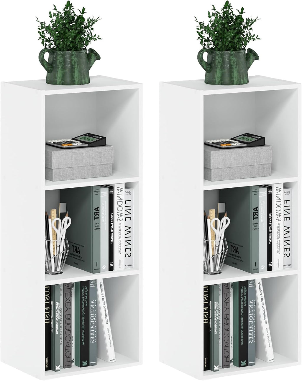 Set of 2 Book Shelf, 3-Cube, White