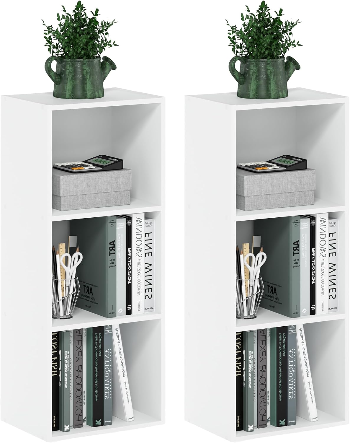 Set of 2 Book Shelf, 3-Cube, White