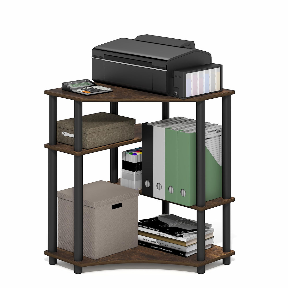 Turn-N-Tube Toolless Corner Baker Racks, Desk, Columbia Walnut