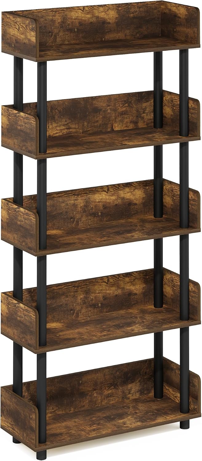 Turn-N-Tube Book Shelf, 5-Tier Bookshelf, Bookcases, Walnut