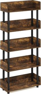 Turn-N-Tube Book Shelf, 5-Tier Bookshelf, Bookcases, Walnut