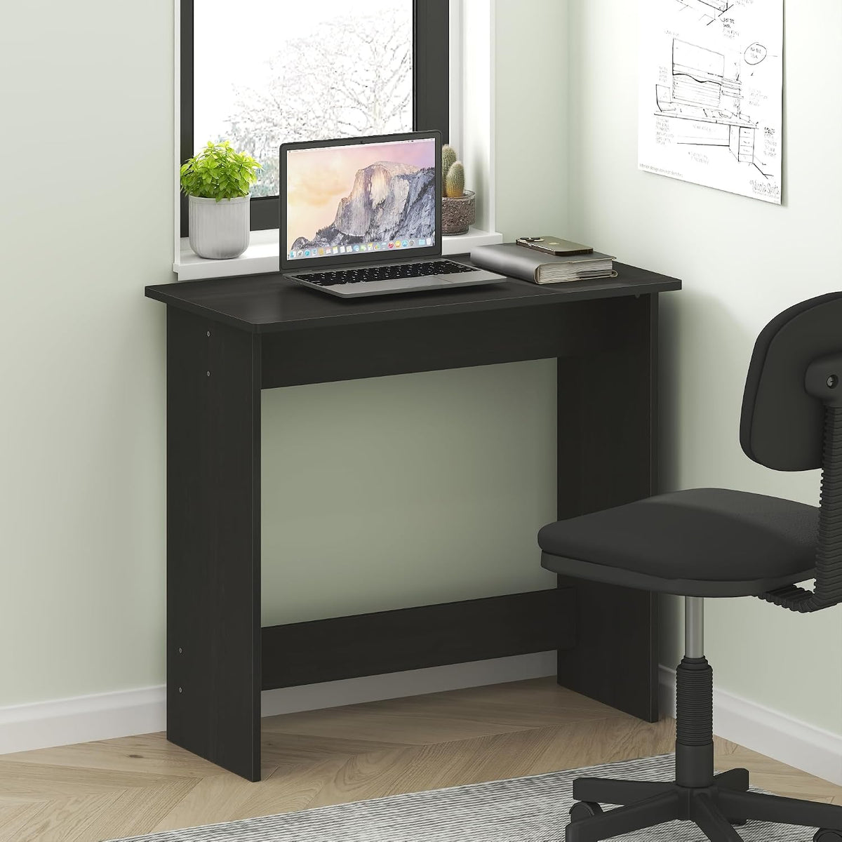 GO GREEN Desk, 31.5" Wide Gaming Desk with 2 Side Shelves and Storage Bins, Computer Desk, Office Desk for Home Office, Study Room, Dorm, Bedroom, Black