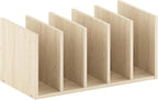 HERMITE Desk File Folder Organizers, 5-Space Vertical Desktop Office Organization Racks, Desk Top Display Book Shelf, for Paper, Office Supplies, Magazine, Bauhaus Oak