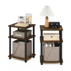 JUST Set of 2 Toolless Assembly 3-Tier Side Table, Amber Oak