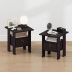 TIDUR Night Stand Set of 2, Nightstand with Storage, Dark Walnut