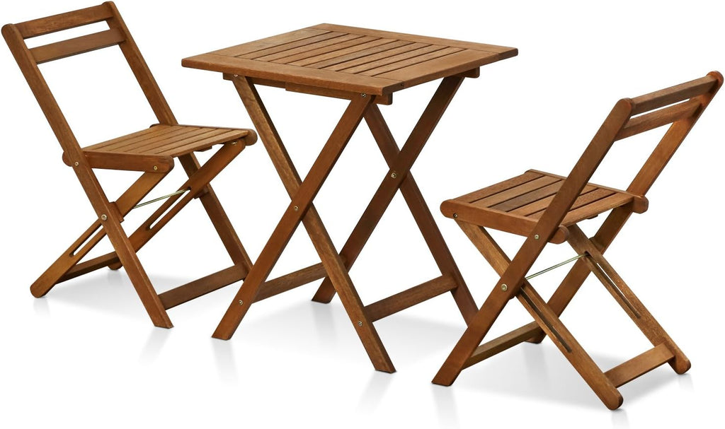 TIOMAN Outdoor Dining Set, Slatted Hardwood, Natural