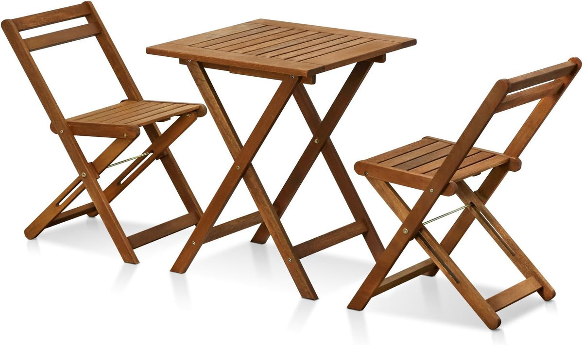 TIOMAN Outdoor Dining Set, Slatted Hardwood, Natural