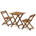 TIOMAN Outdoor Dining Set with Attached Benches, Natural