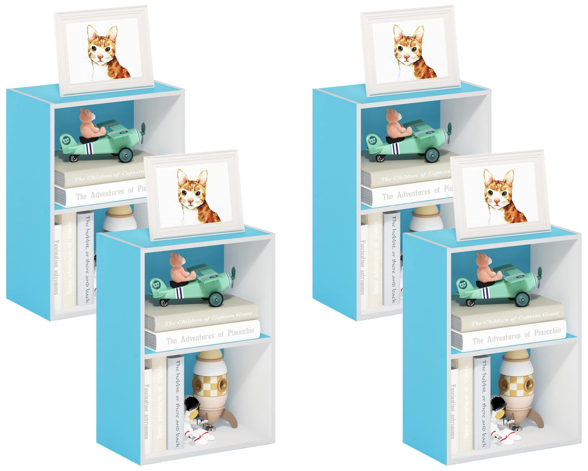 4-Tier Book Shelf, Open Shelves Bookshelf, Light Blue/White